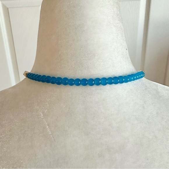Aqua Teal Blue Beaded Stretch Elephant Necklace or Bracelet - Picture 5 of 5